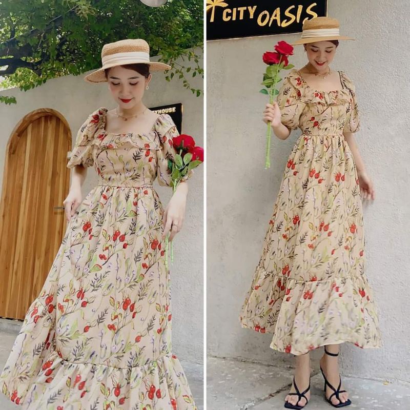 Maxi Dress Puffy Sleeves_thumbnail_1