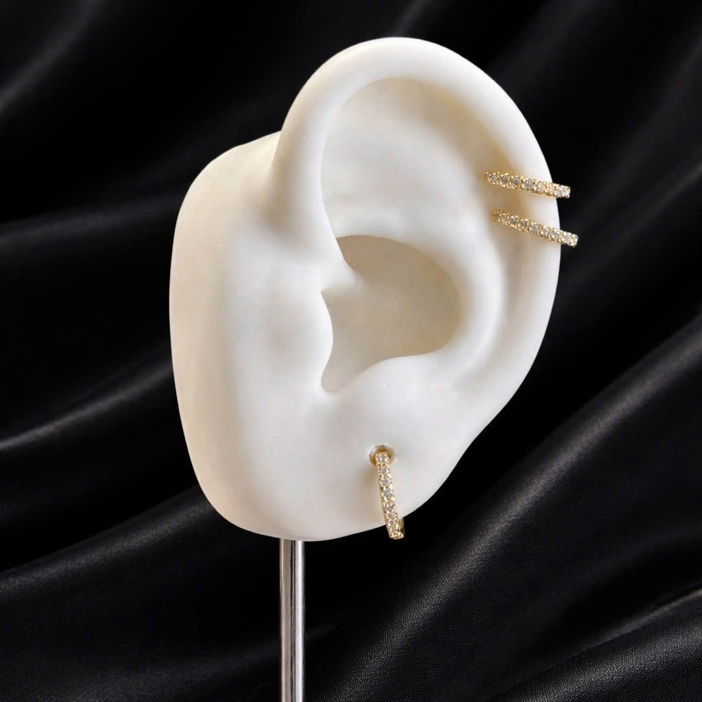 Khuyên vòng vàng nửa vòng đá 10mm