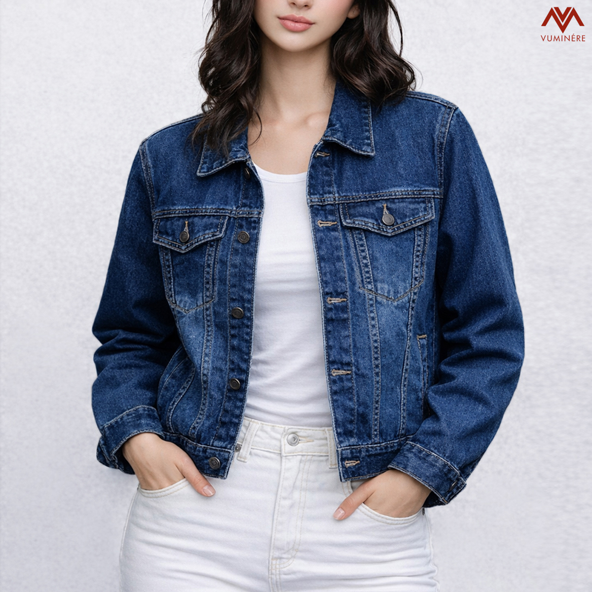 Áo Jacket Jeans nữ VUMINÉRE - INDIGO Blue Jacket phong cách hiện đại, đậm chất nữ tính.