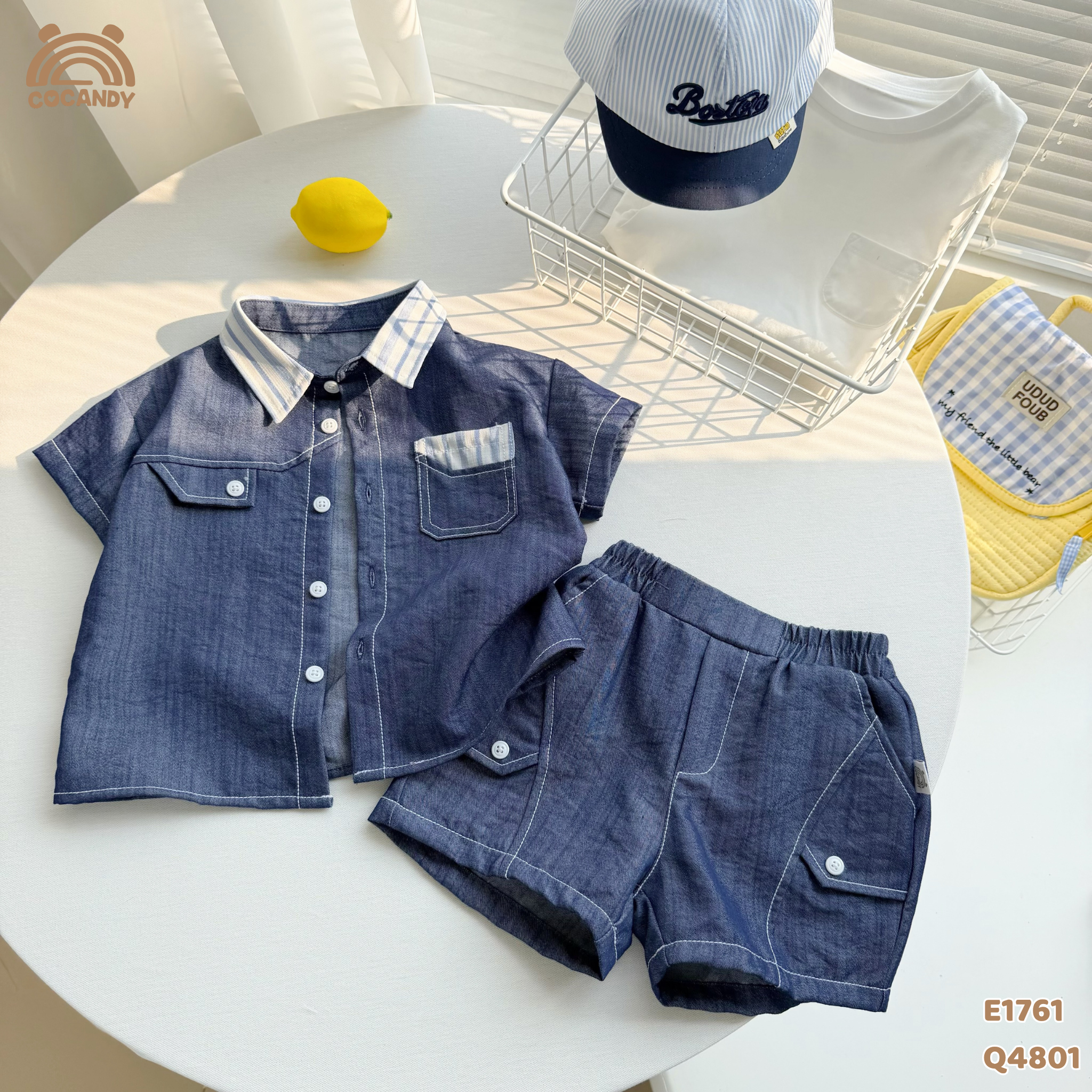 Quần cộc jeans XANH 2 túi cúc_thumbnail_1