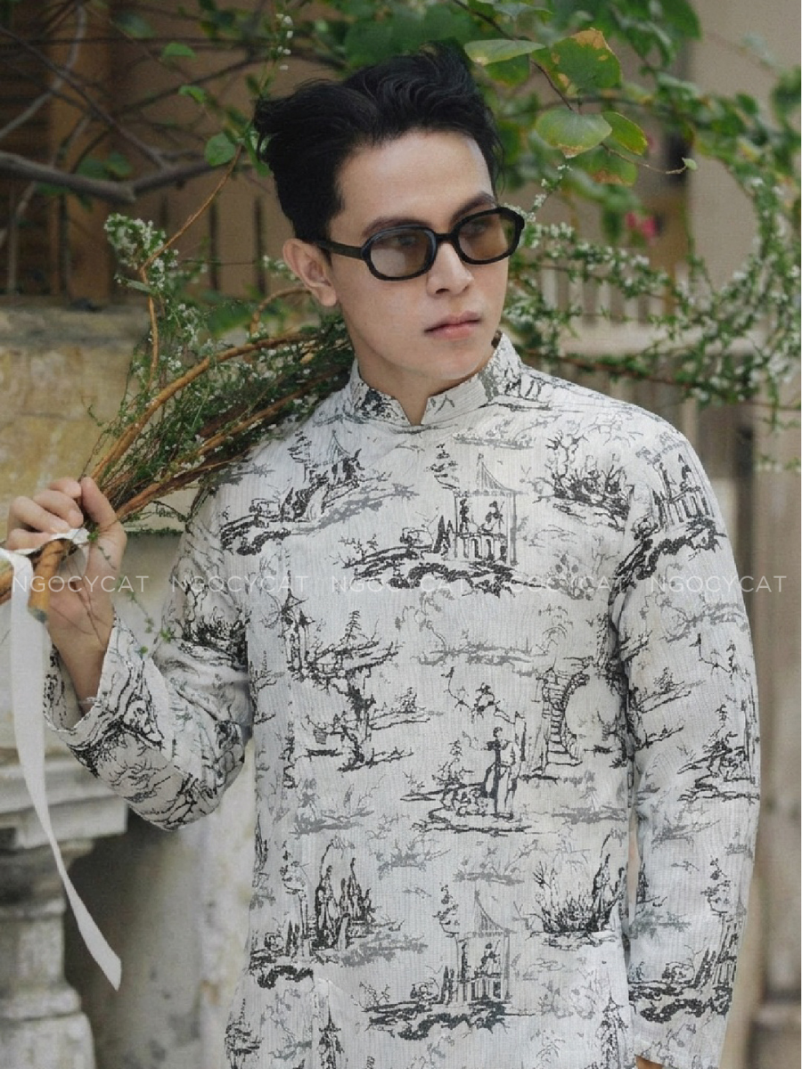 Áo Dài Nam Màu Trắng Mực_thumbnail_3