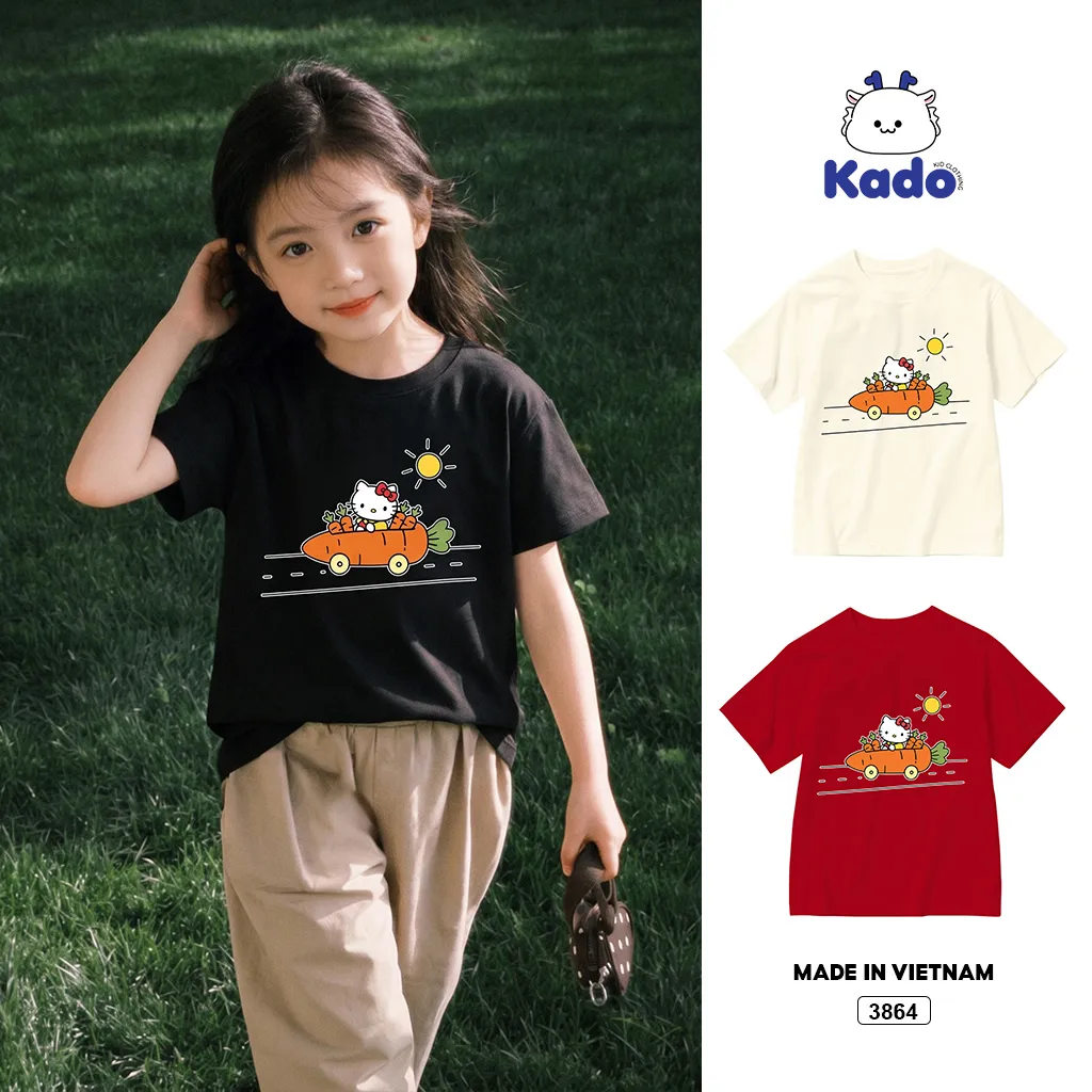Áo thun bé gái form rộng Kittie Carrot Kado 3864