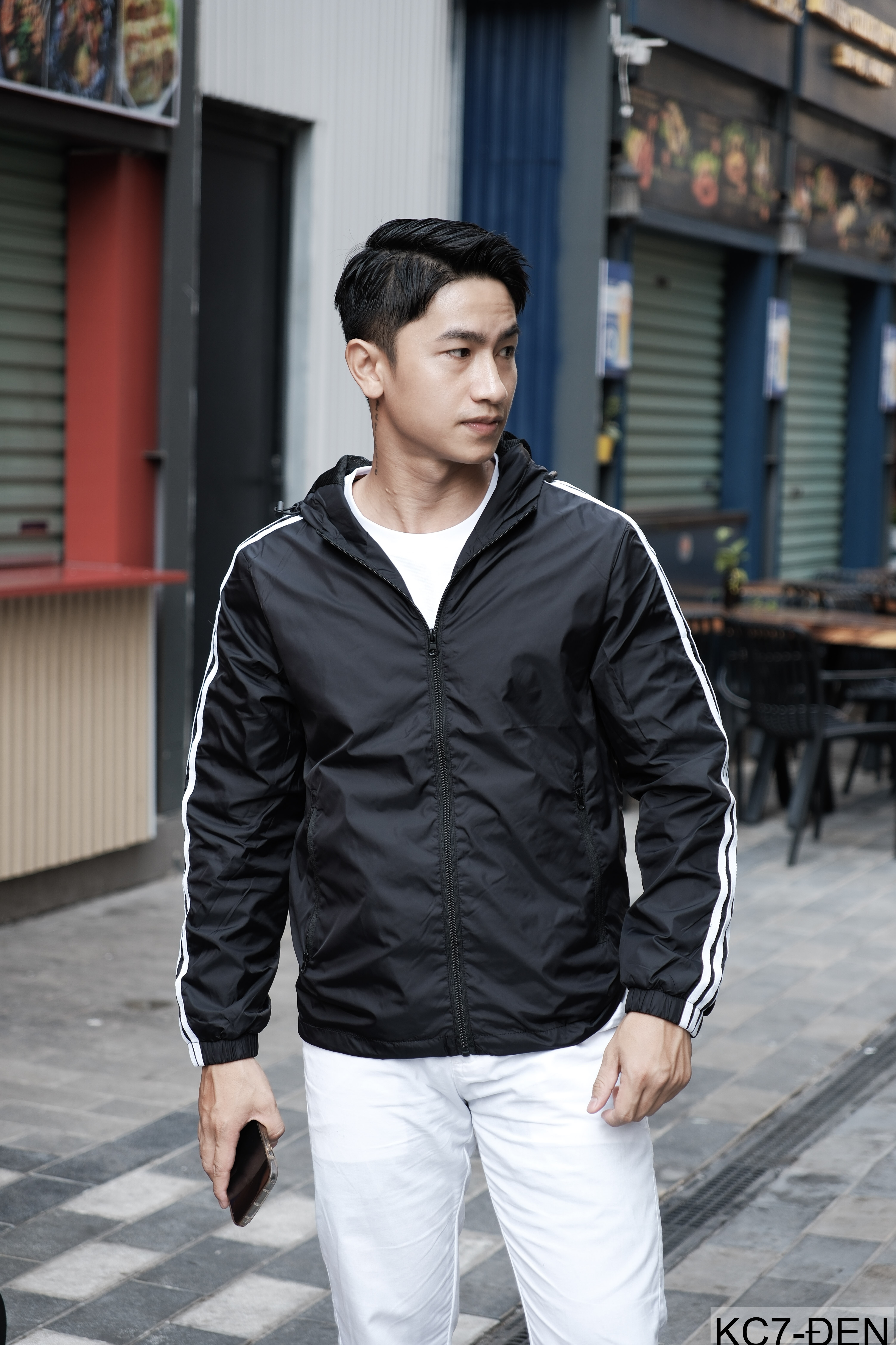 KC7 - Áo khoác nam thể thao oversize tay dài có mũ, chất liệu polyester thoáng mát, 3 màu xanh dương, đen, xanh đậm_thumbnail_5