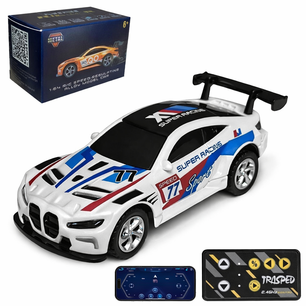 Xe Điều Khiển Từ Xa Mini BMVV M4 1:64 Vỏ Kim Loại, Kết Nối Điện Thoại, Đèn LED Trước Sau, Sạc USB 2.4GHz 359BM_thumbnail_1