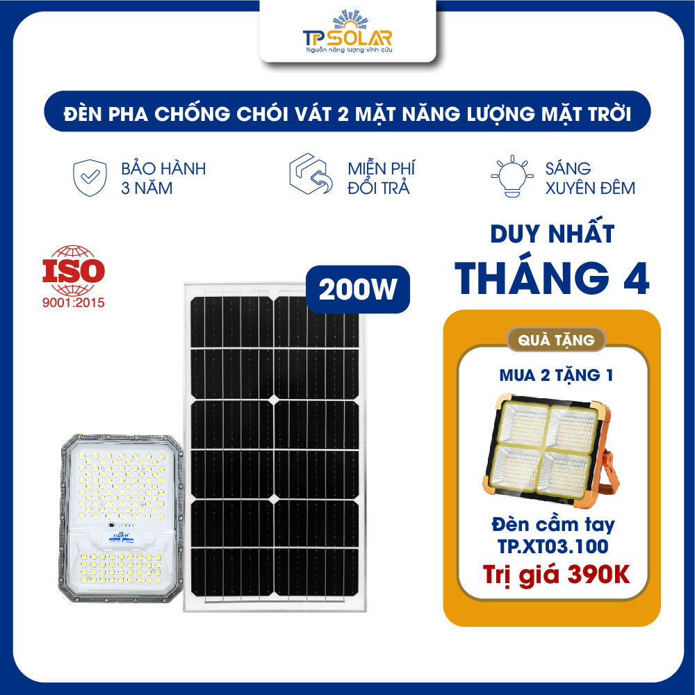Đèn pha chống chói vát 2 mặt năng lượng mặt trời TP.DP12