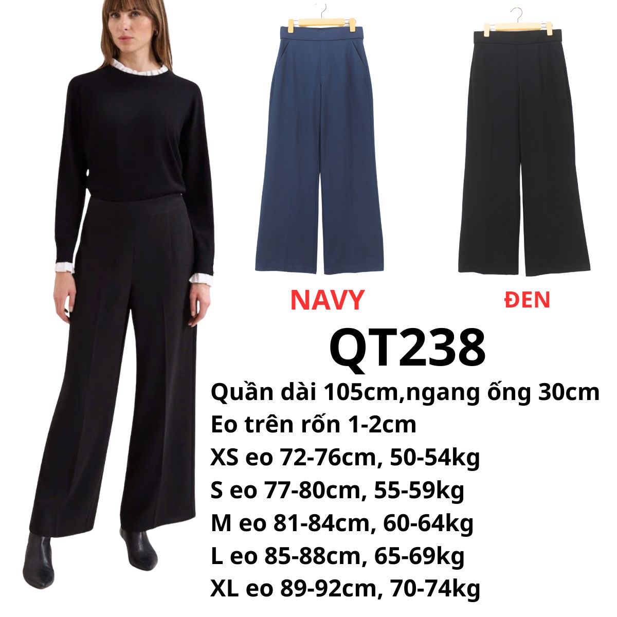 QT238- Quần tây ống suông