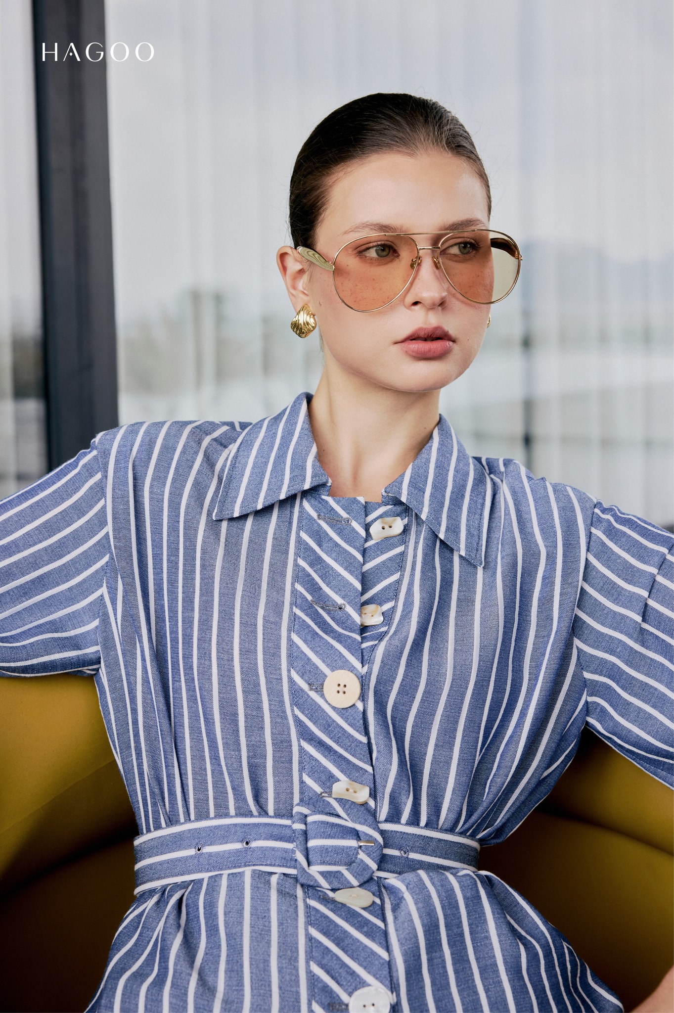 Áo Sơ mi linen kẻ sọc HAGOO