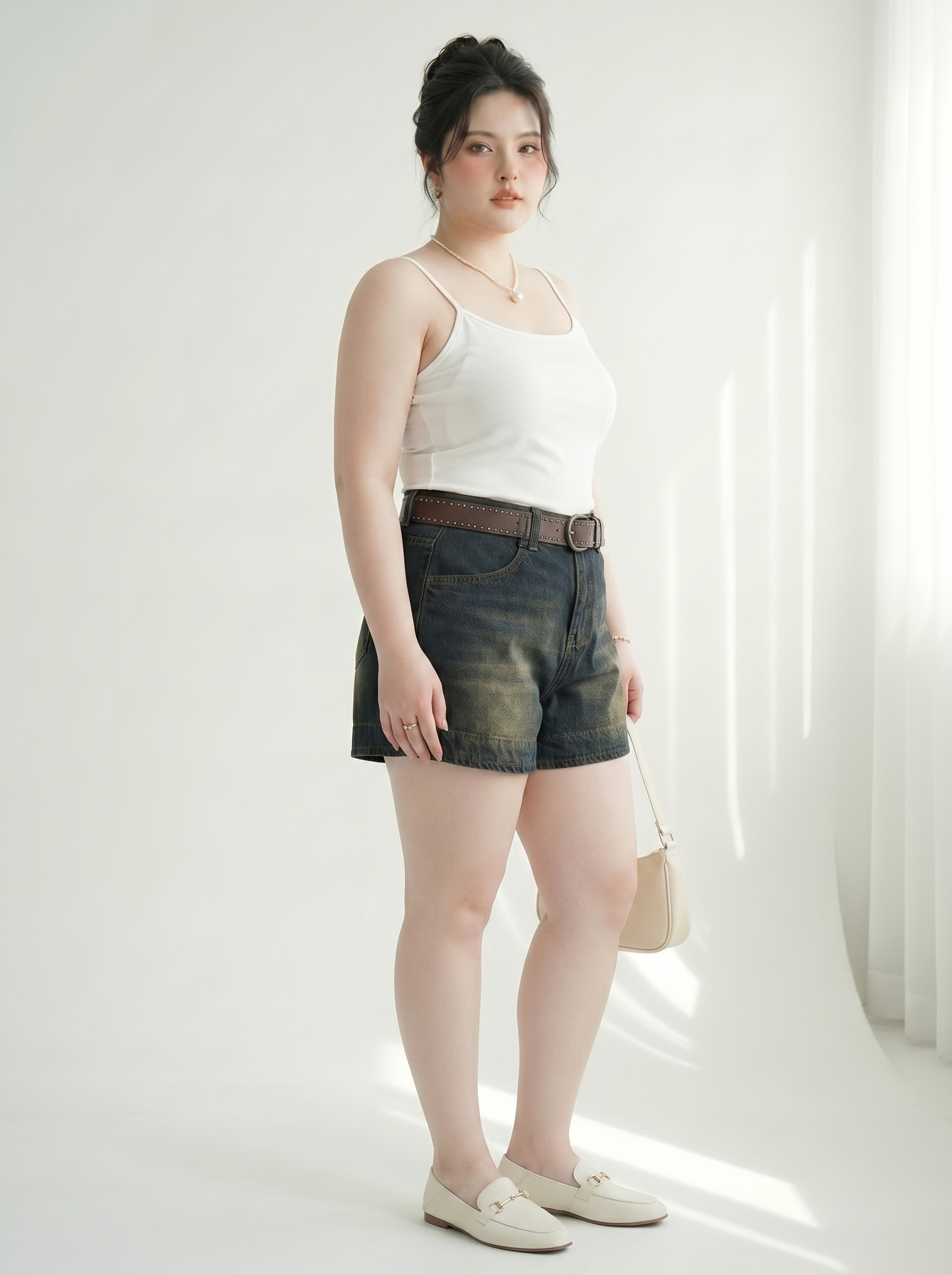 Quần Short Jean Thêu Mèo Nơ Bigsize Ống Rộng Vừa Gọn Đùi Dễ Phối - Xanh Jean - Size 30-35 - T-QSJ1321_thumbnail_1