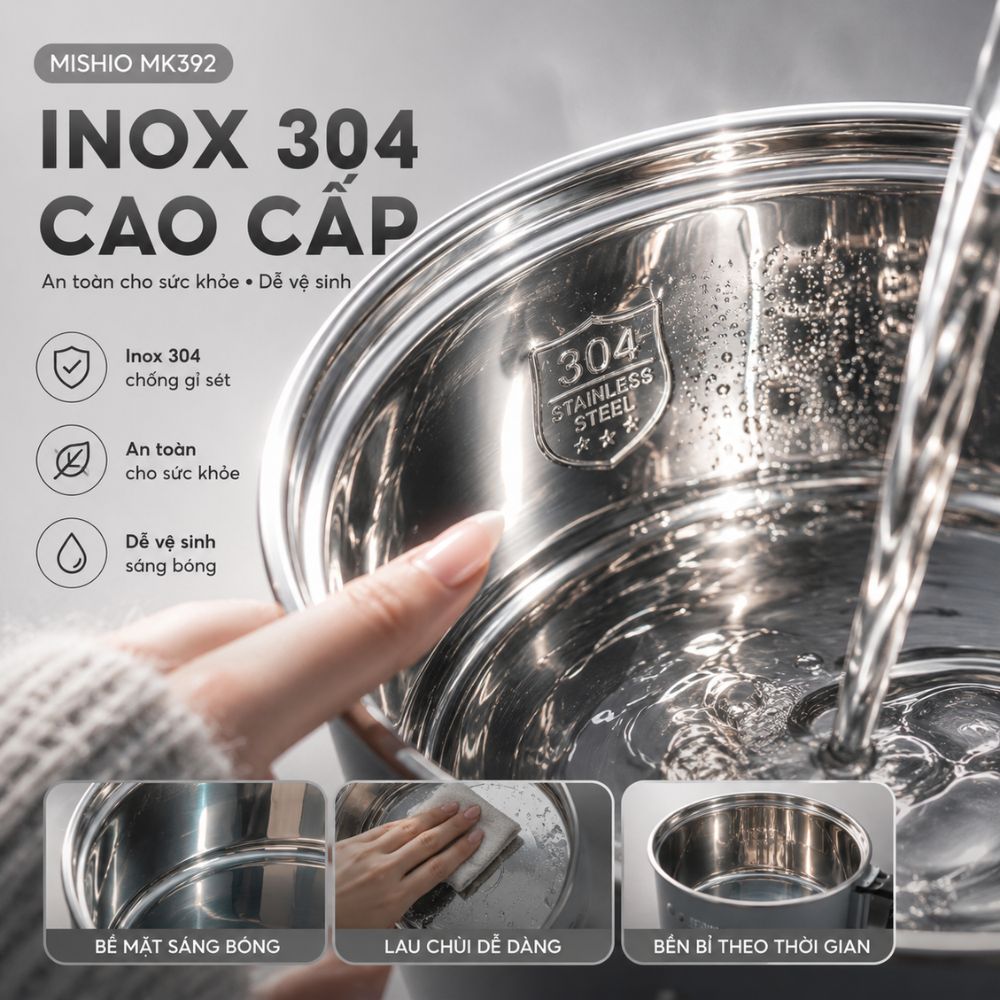 Nồi Lẩu Điện Mini 1.5L Mishio MK392 600W lòng nồi inox 304 không gỉ sét_thumbnail_3