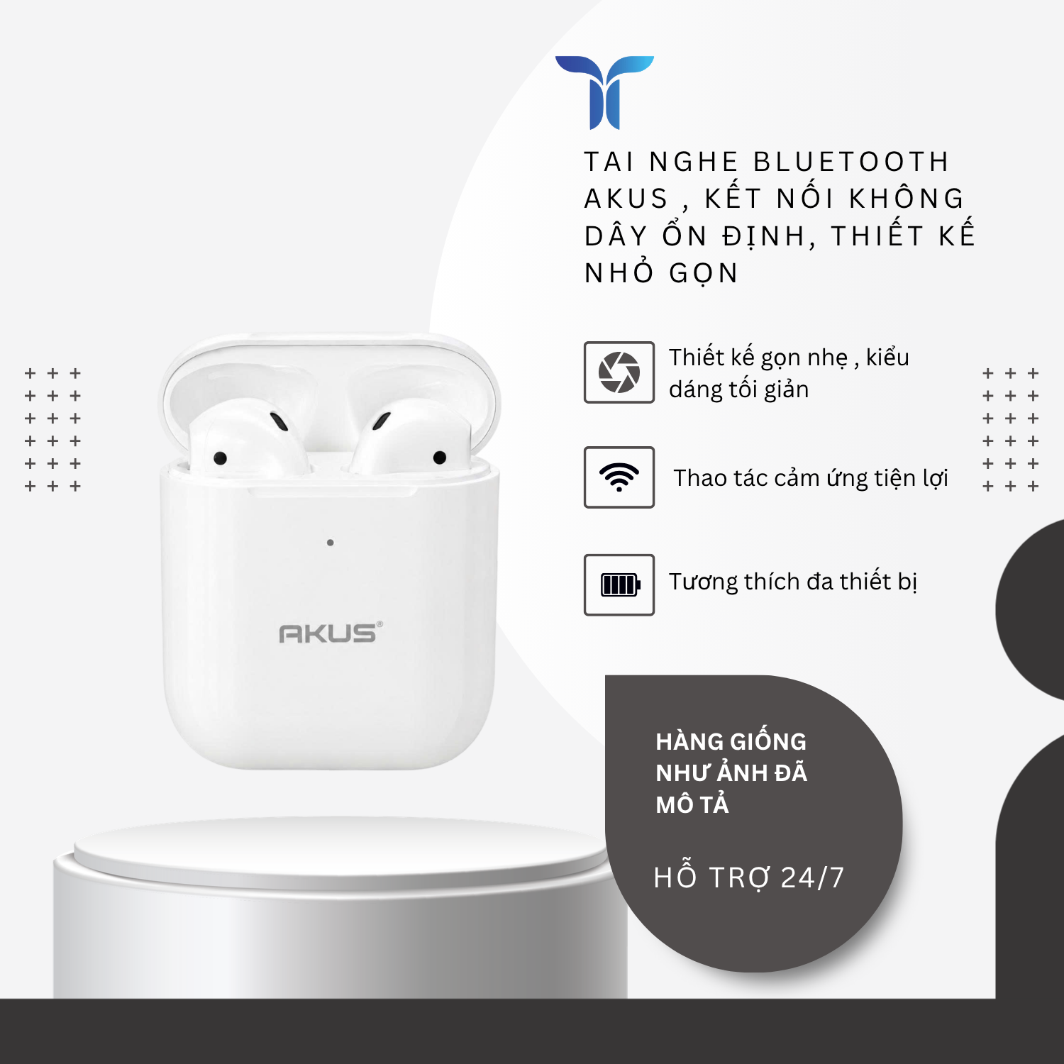 T-ECO SHOP | Tai Nghe Bluetooth Không Dây AKUS A2 Nhét Tai Kết Nối Ổn Định Kèm Hộp Sạc_thumbnail_2