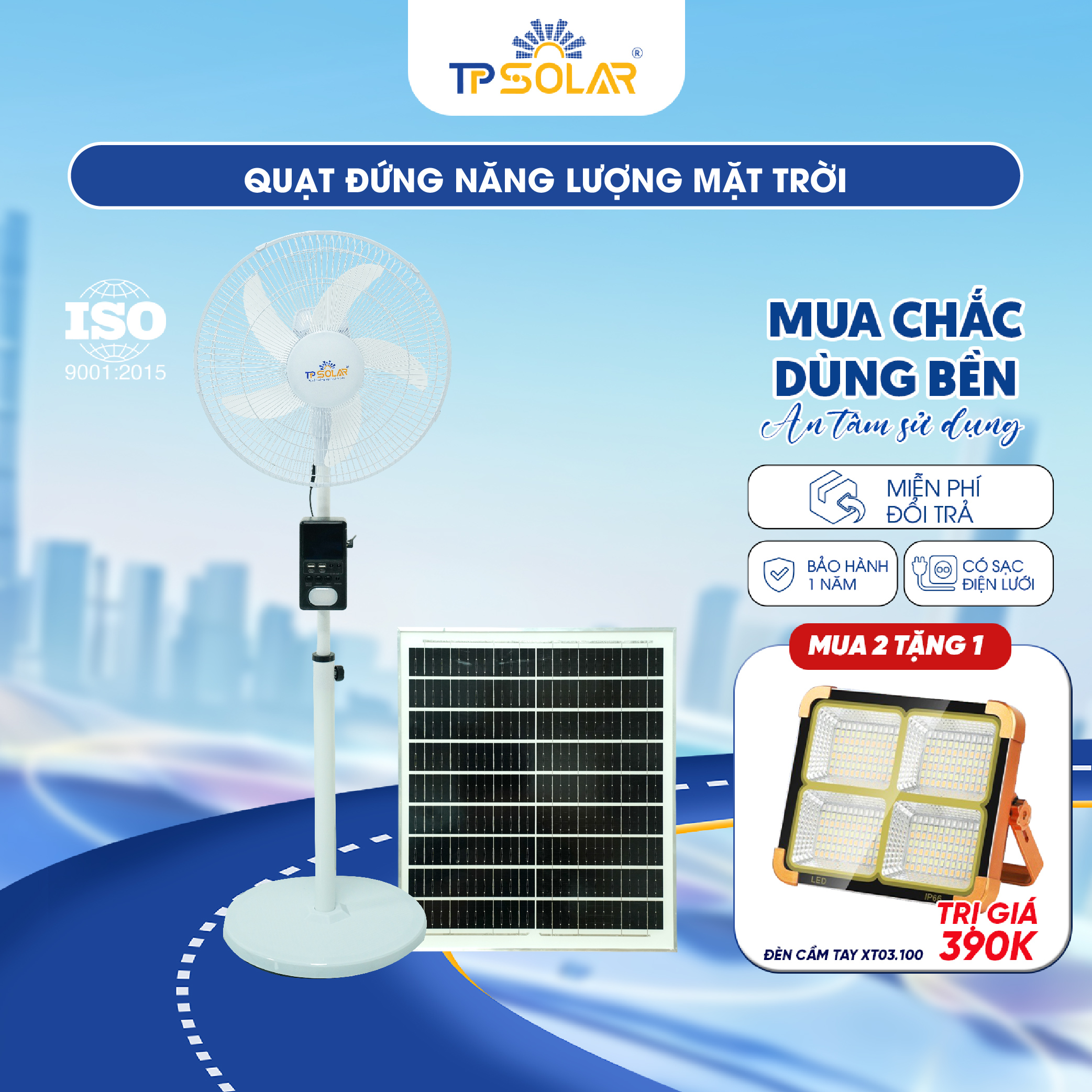 Quạt đứng năng lượng mặt trời TP SOLAR QD11