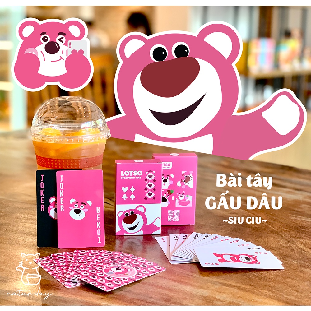 Bộ Bài Tây GẤU DÂU siêu đáng iu - hàng hot trend độc quyền LOTSO BEAR - STRAWBERRY BEAR POKER