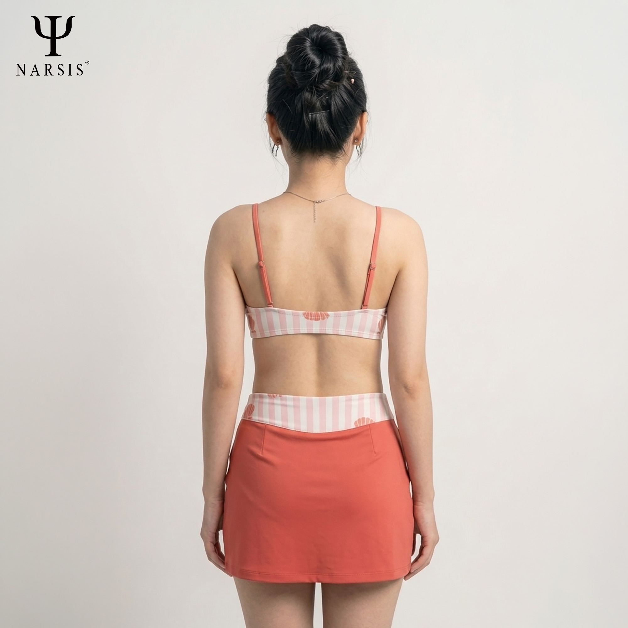 Bộ bơi nữ Narsis A25034: Set đồ bơi 2 mảnh kèm chân váy màu cam san hô_thumbnail_11