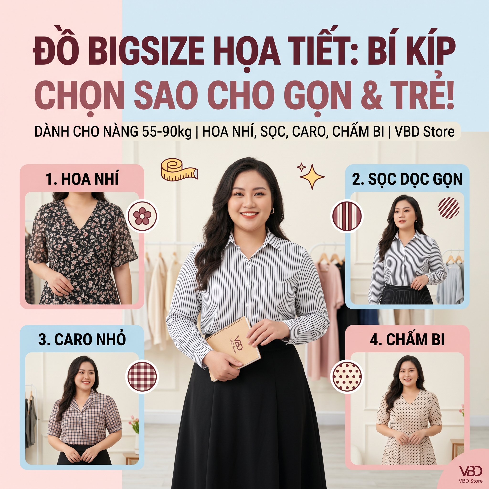 Đồ Bigsize Họa Tiết Cho Nữ 55–90kg Gọn Và Trẻ