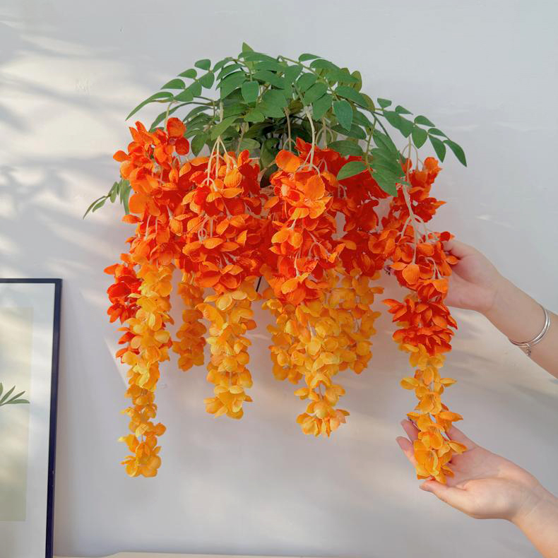 Giỏ Hoa Lụa Tử Đằng Decor Nhà