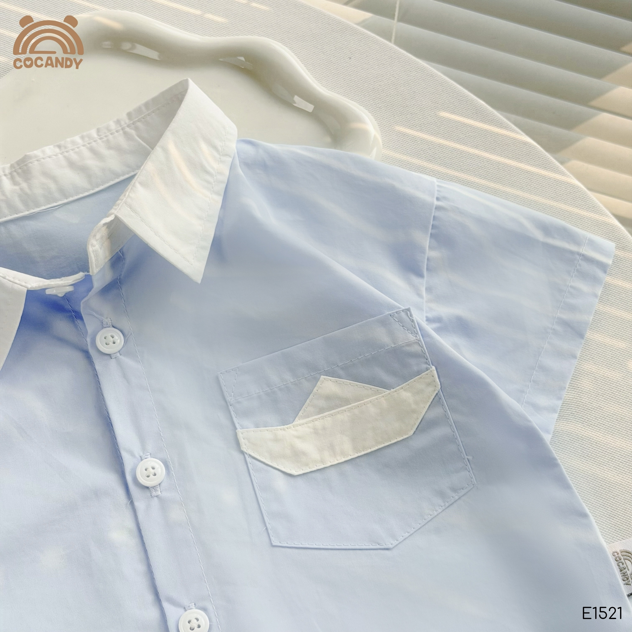 Áo cộc sơ mi XANH túi phối thuyền buồm_thumbnail_2