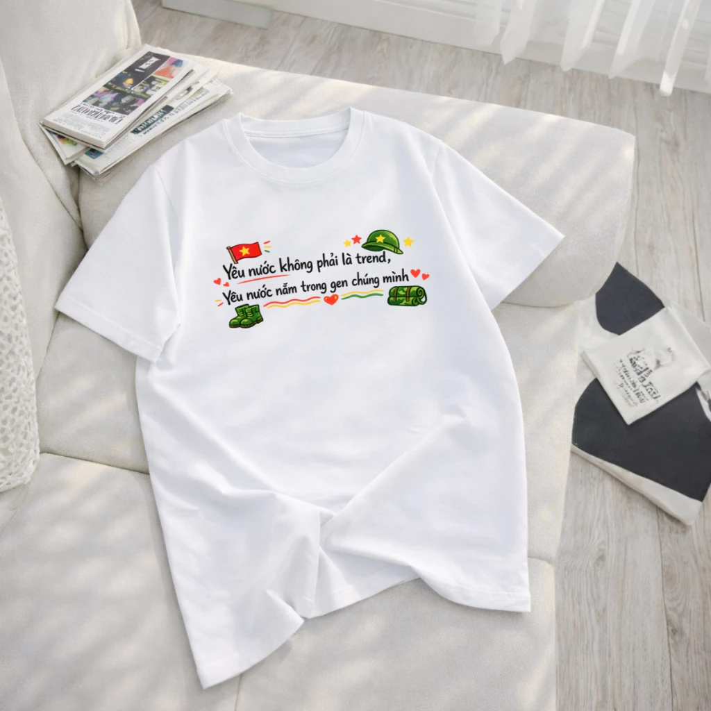 Áo phông gia đình "Yêu nước không phải là trend, yêu nước nằm trong gen chúng mình" chất thun cotton  Loza GĐ8516