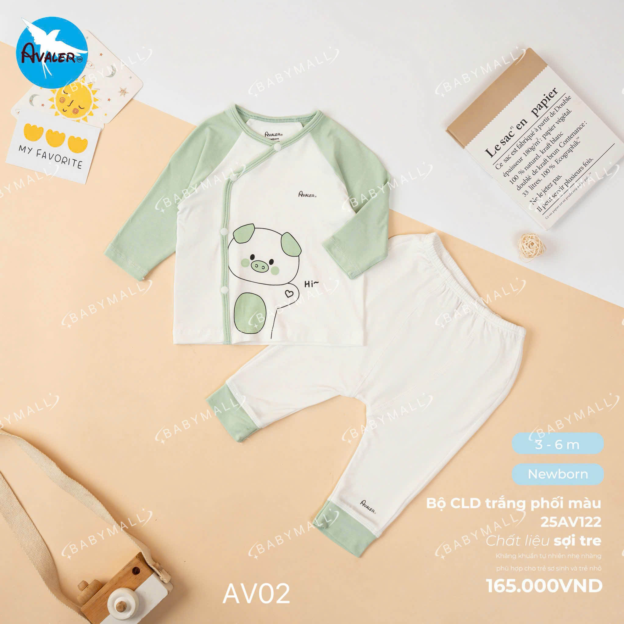 Bộ dài tay sơ sinh Avaler