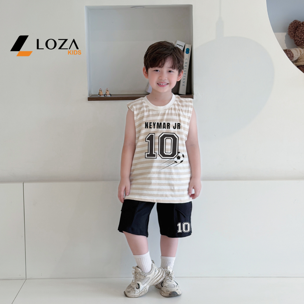Bộ ba lỗ họa tiết kẻ ngang bé trai hình số 10 NEYMAR - Loza Kids IB655_thumbnail_3
