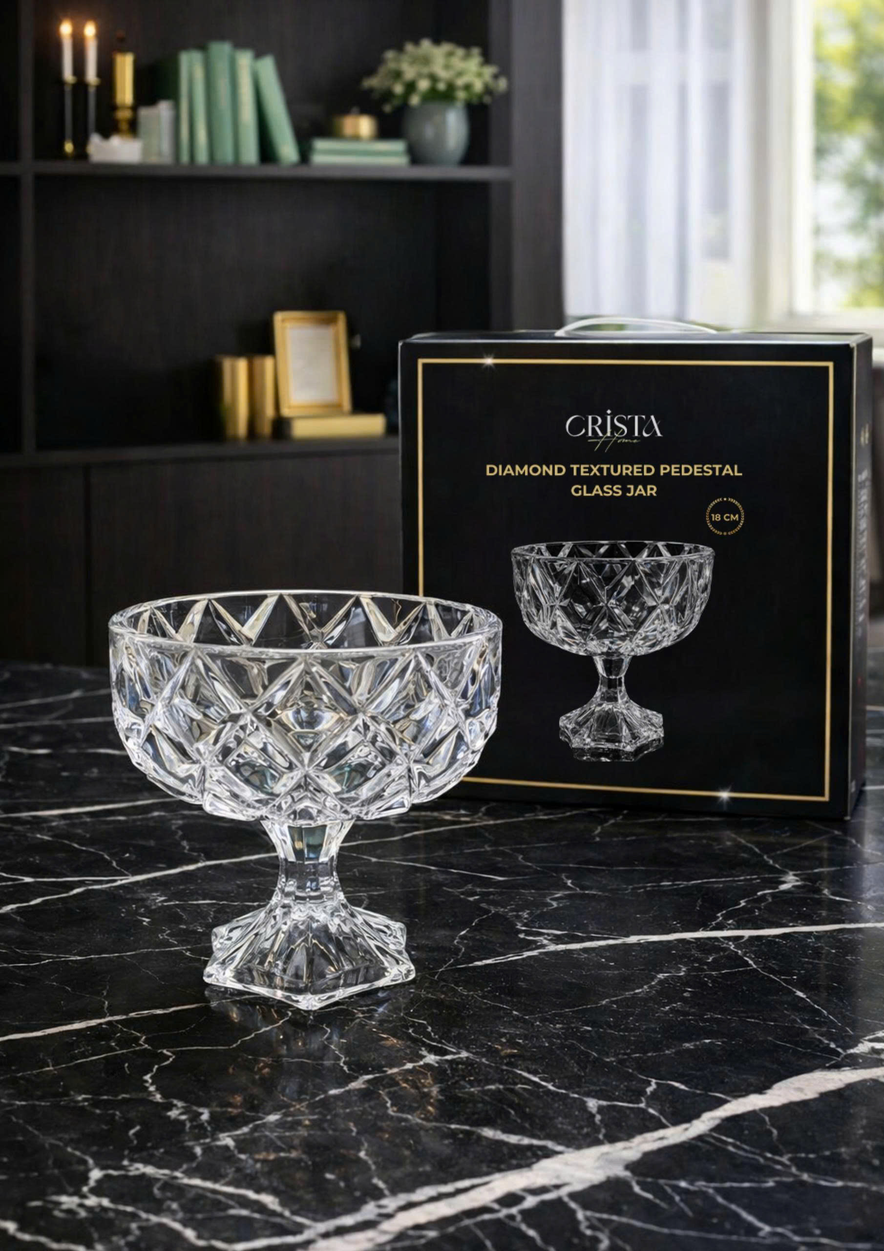 HŨ THỦY TINH CHÂN BỒNG VÂN KIM CƯƠNG 18CM CRISTA HOME 60251_thumbnail_0