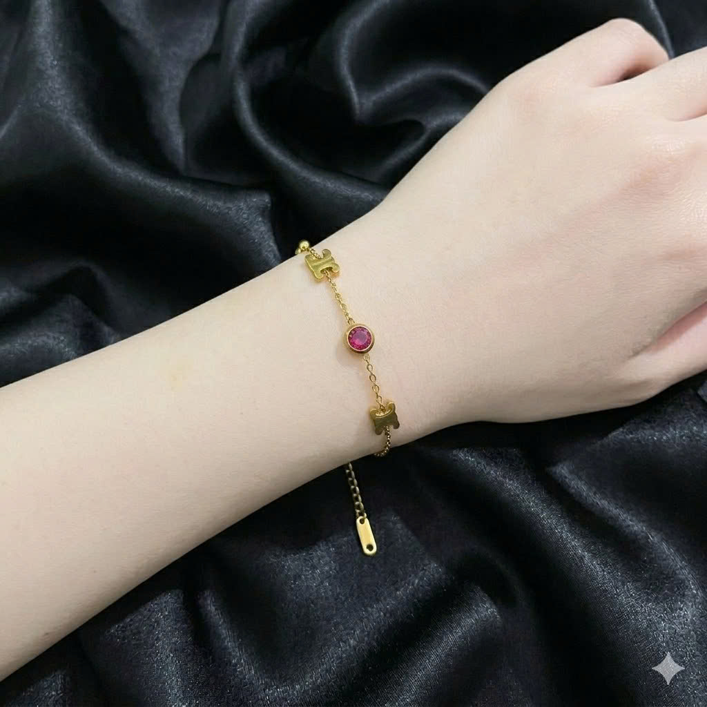 Vòng tay titan vàng hiệu celine đá 2 màu._thumbnail_3