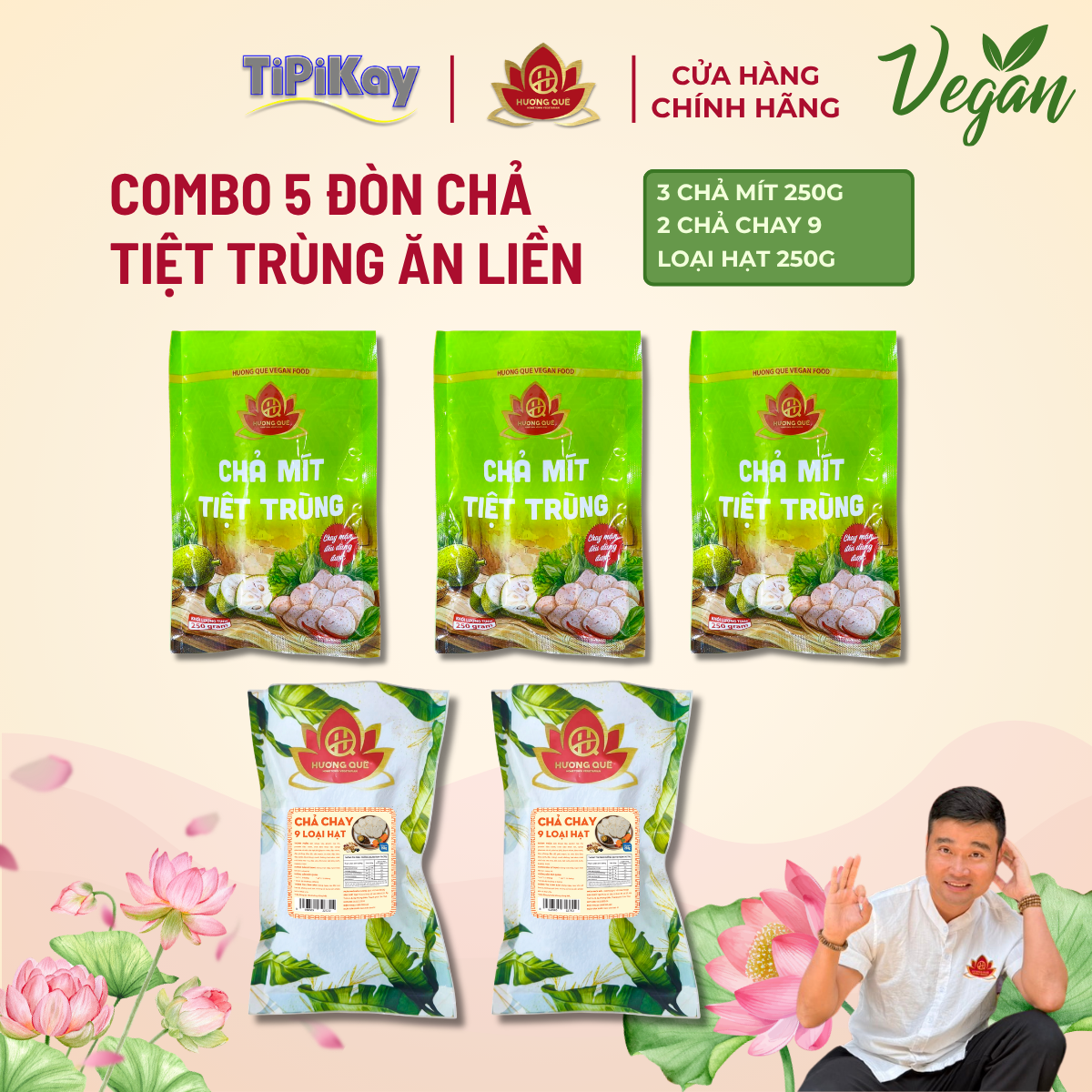 [Combo 5 món] 3 Chả Mít 250g + 2 Chả 9 Loại Hạt 250g
