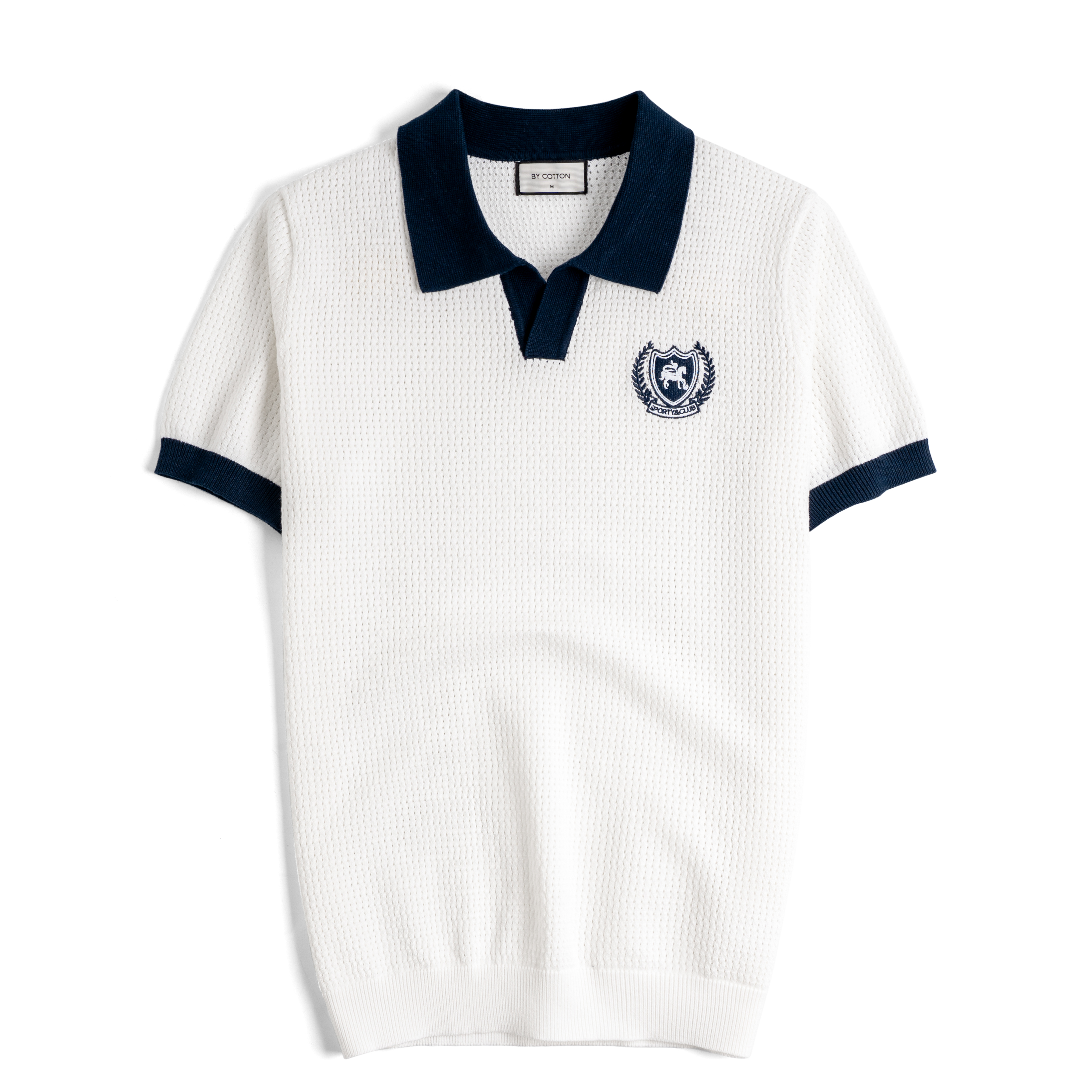 Áo Polo Dệt Kim Mesh Thêu Logo Sporty Club Góc Ngực