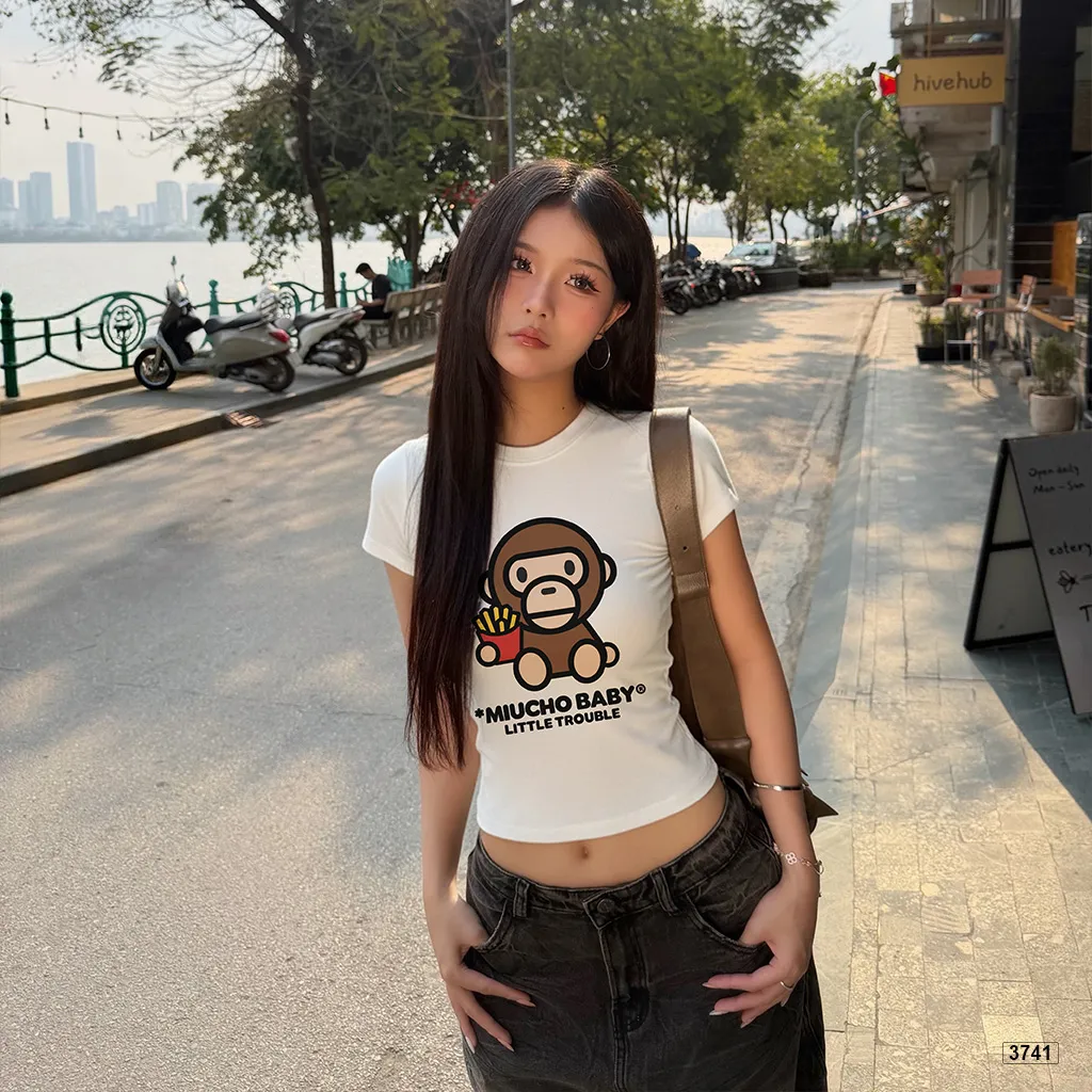 Áo thun babytee form ôm dáng ngắn hoạt hình Beezy 3741_thumbnail_3