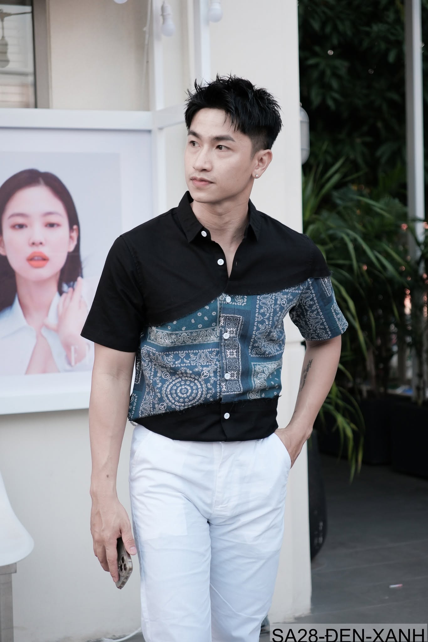 SB2 - Áo sơ mi nam ngắn tay phối màu bandana, cotton mát mẻ, dáng rộng streetwear mùa hè_thumbnail_6
