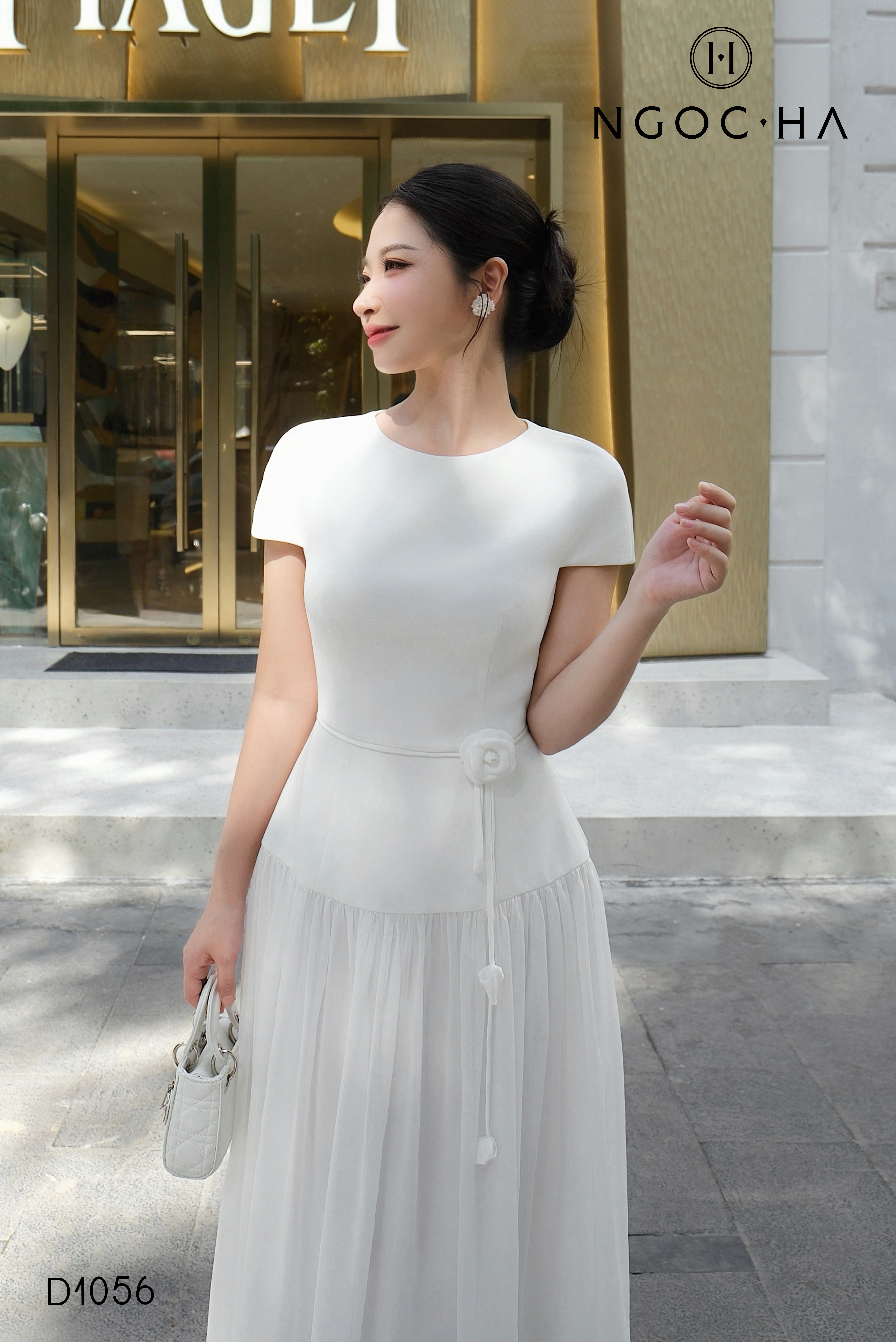 Lisa Dress_Đầm Xòe Mix Tơ Màu Trắng D1056