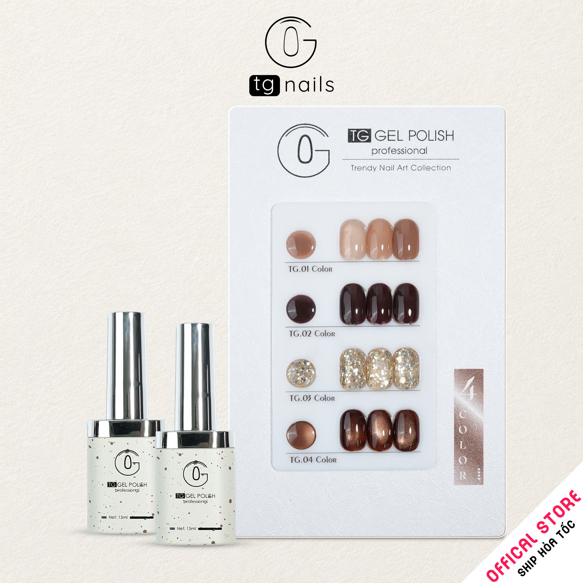 ComBo 4 màu Nâu TG Nails kèm bảng màu