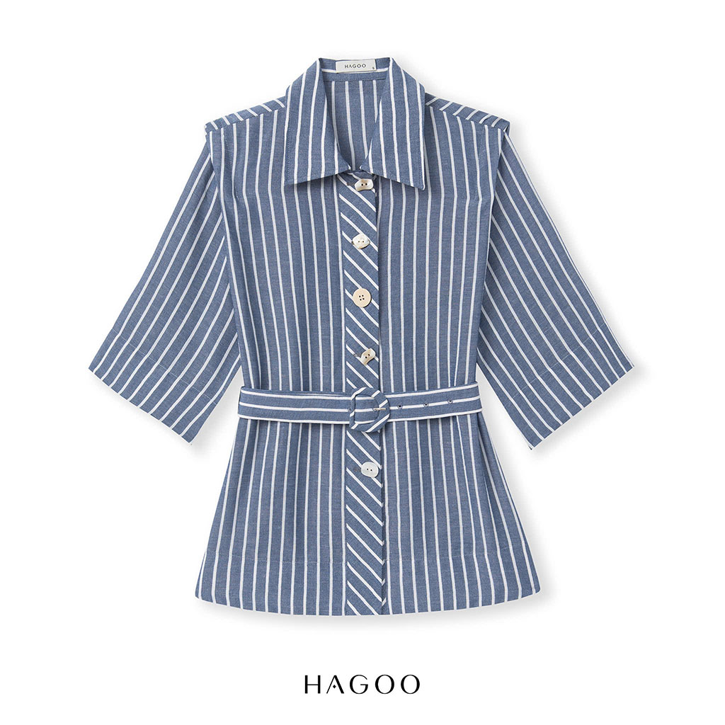 Áo Sơ mi linen kẻ sọc HAGOO_thumbnail_5