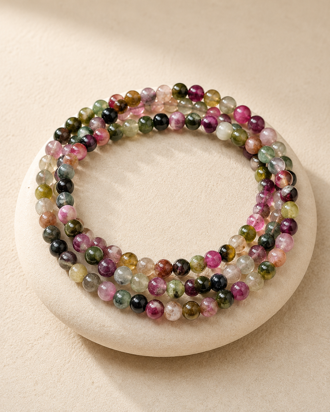 Vòng Chuỗi Quấn 3 Tourmaline Đa Sắc