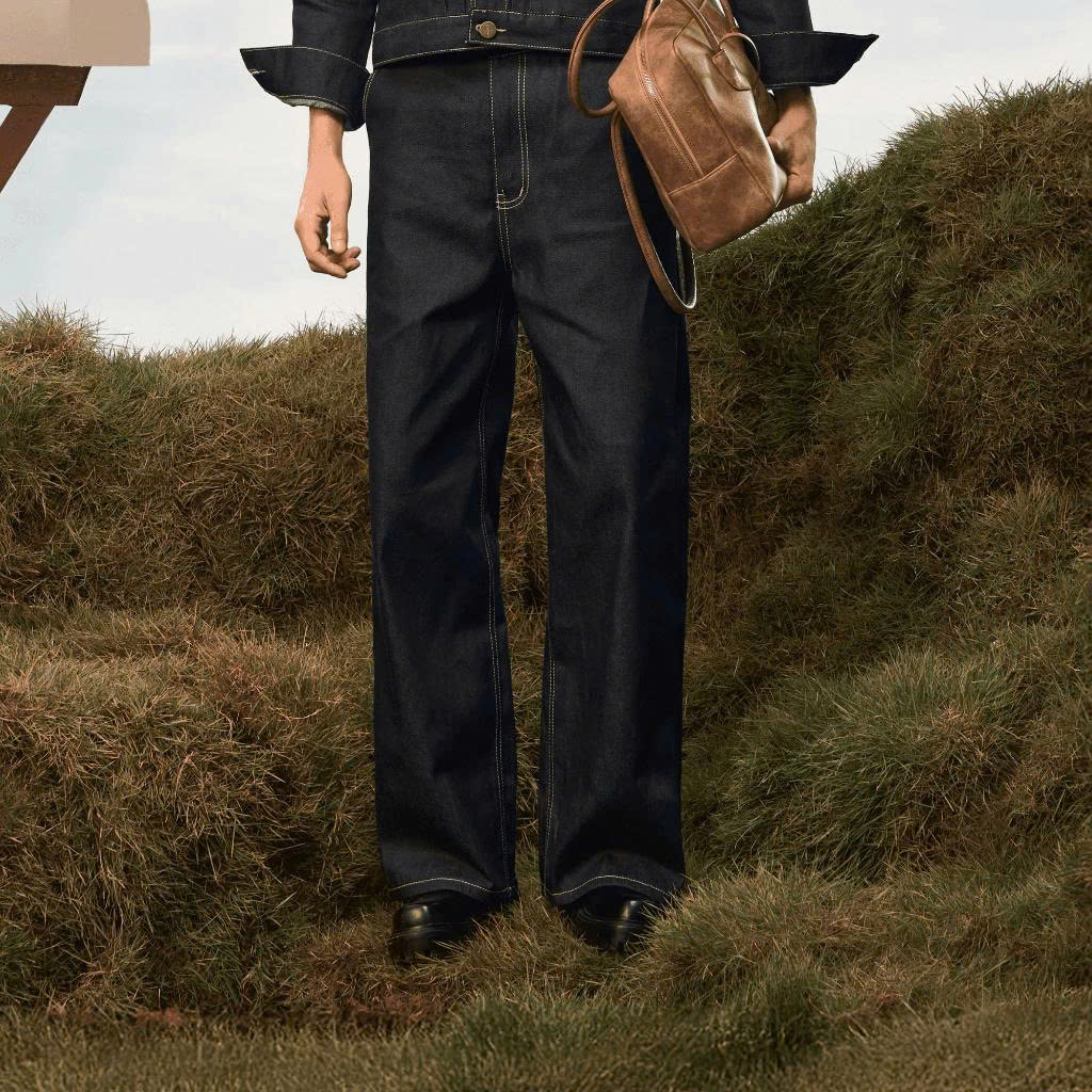 Quần Dài The Glide Vải Raw Denim Form Wide Leg