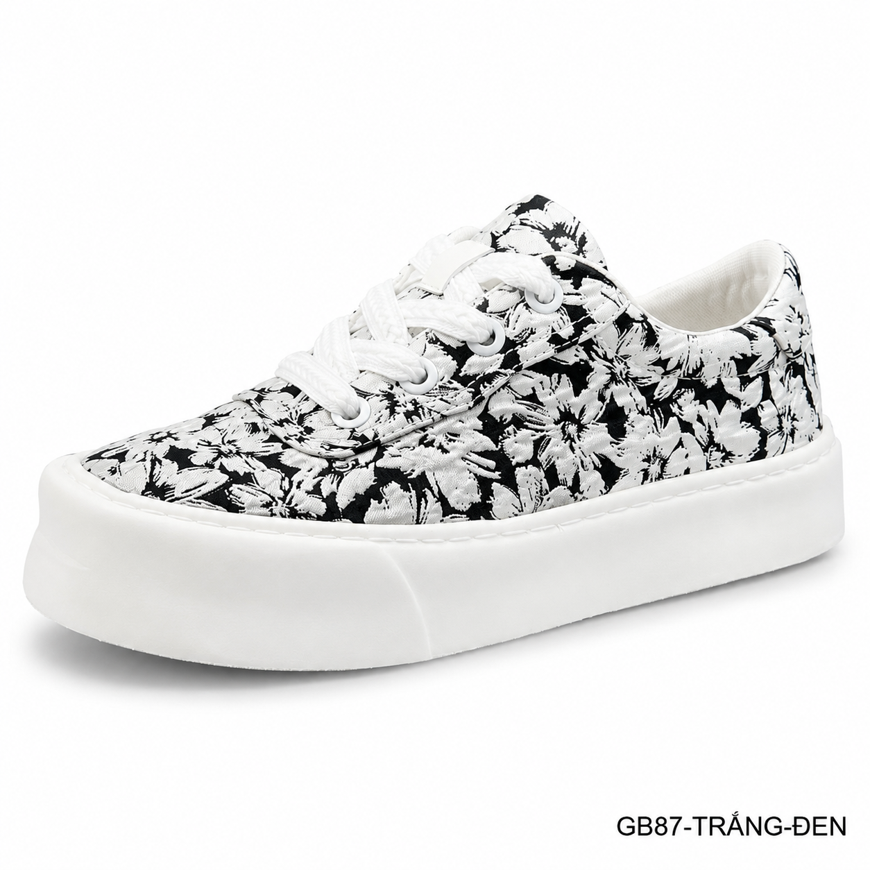 GB87 - Giày vải nam họa tiết hoa, thoáng khí, phong cách streetwear, đế bằng êm chân