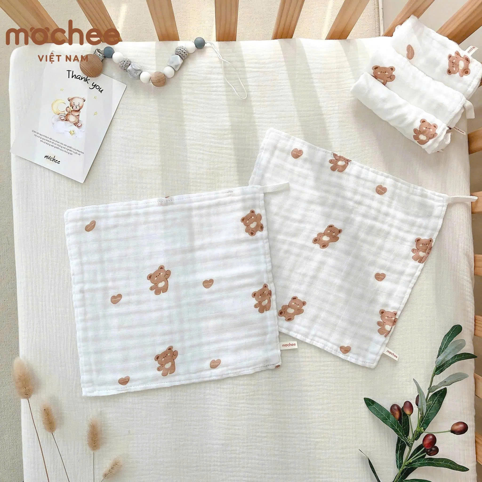 Set 5 Khăn sữa sợi tre 3 lớp MOCHEE (25x25cm)