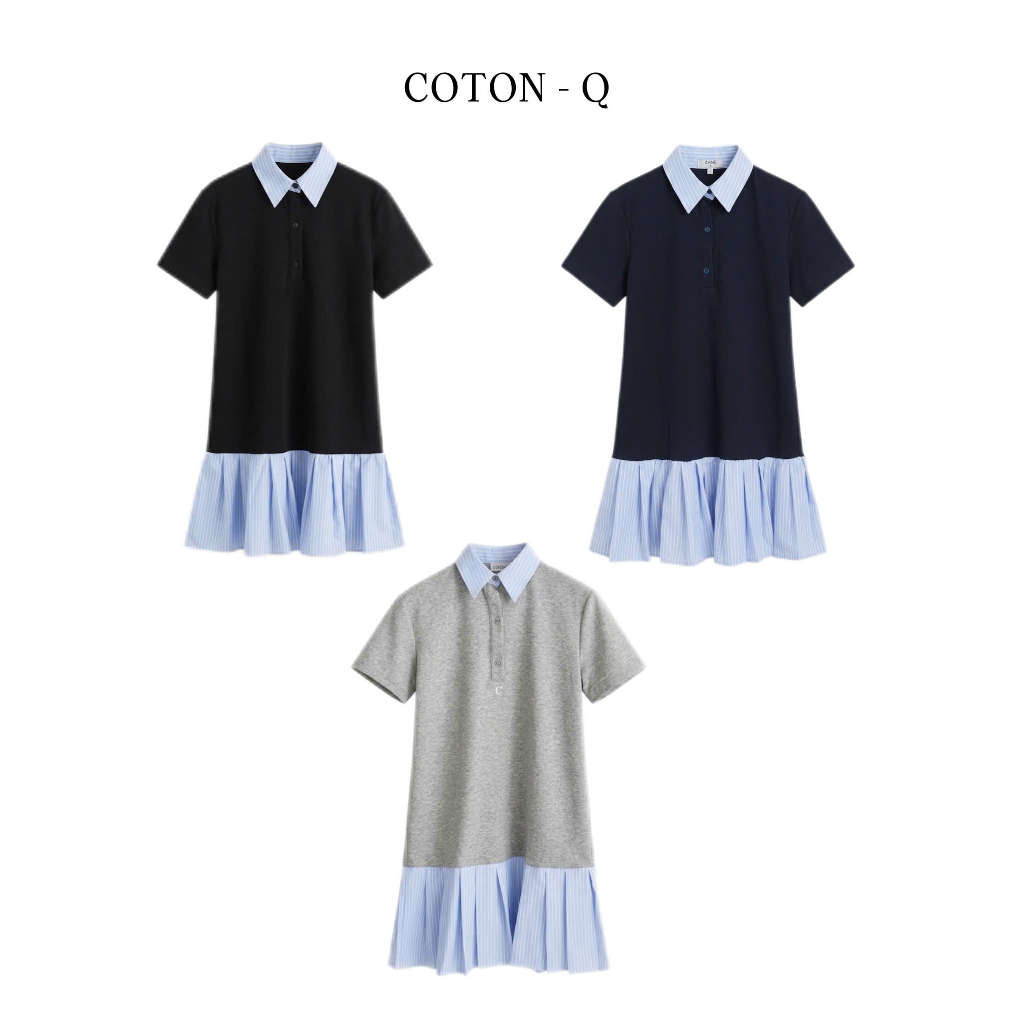 HV14 Đầm suông có cổ ( XANH ĐEN )