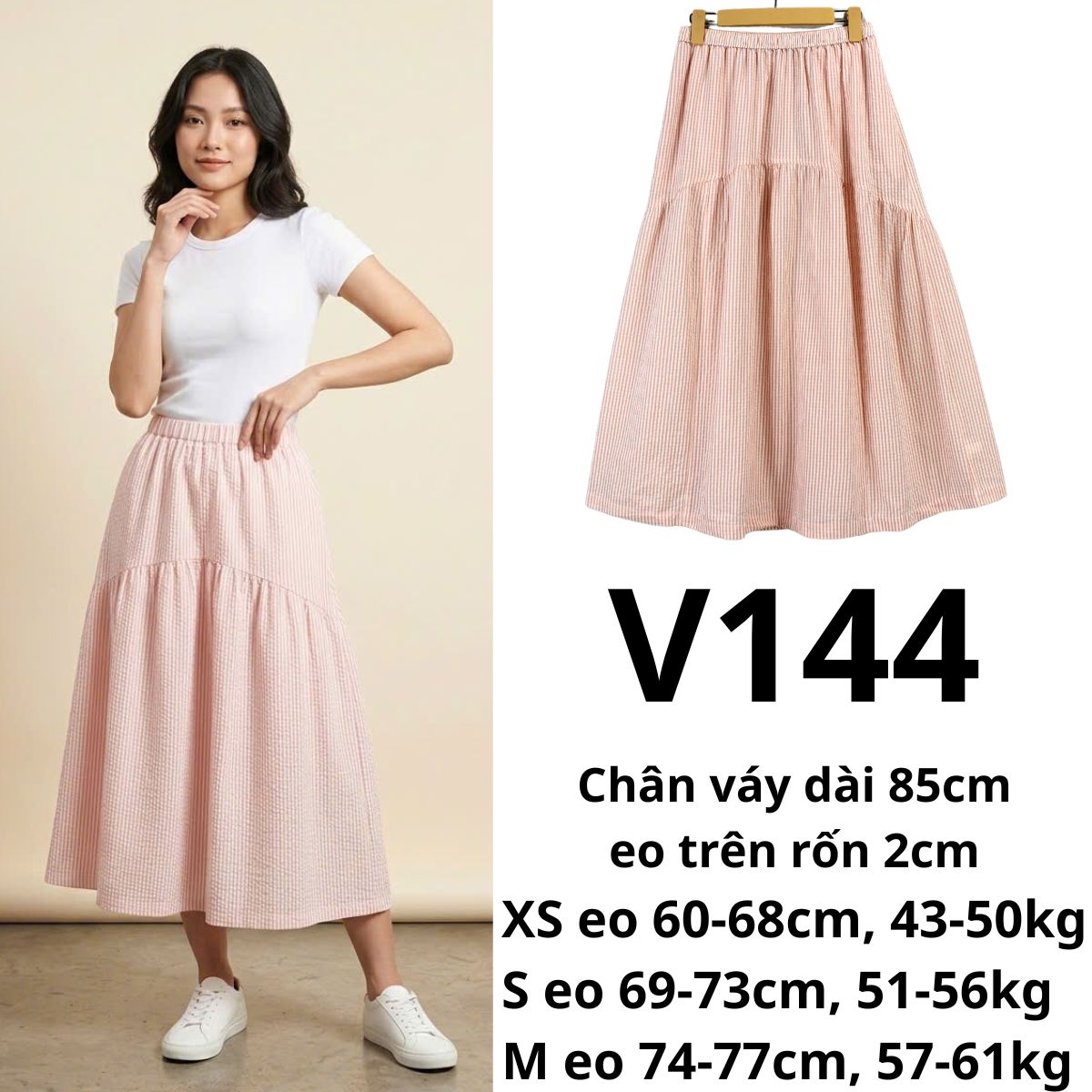 V144- Chân váy Old sọc