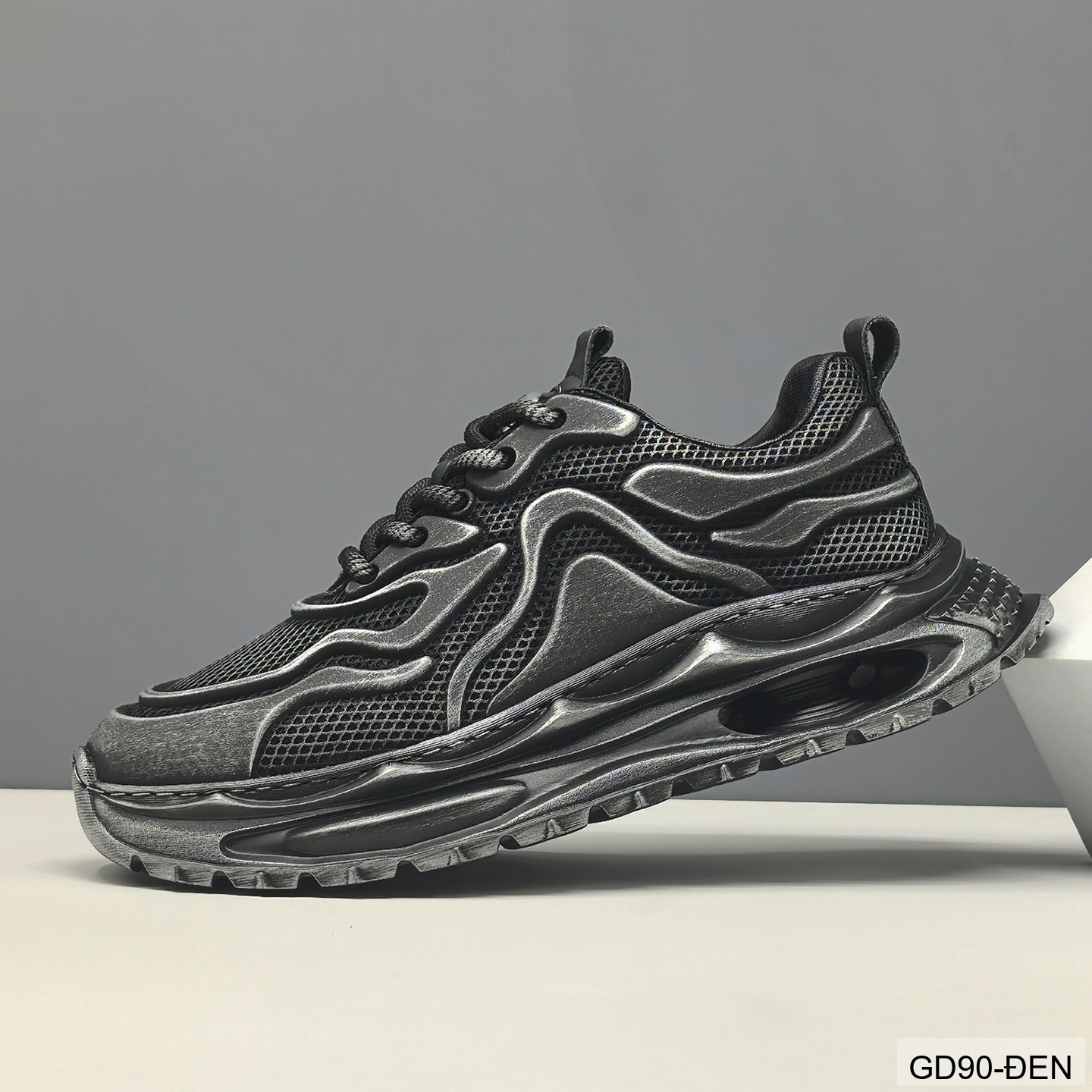 GD90 - Giày thể thao nam kiểu Dad Shoes đế dày, thân lưới thoáng khí, tăng chiều cao, phối màu Trắng Đen_thumbnail_7