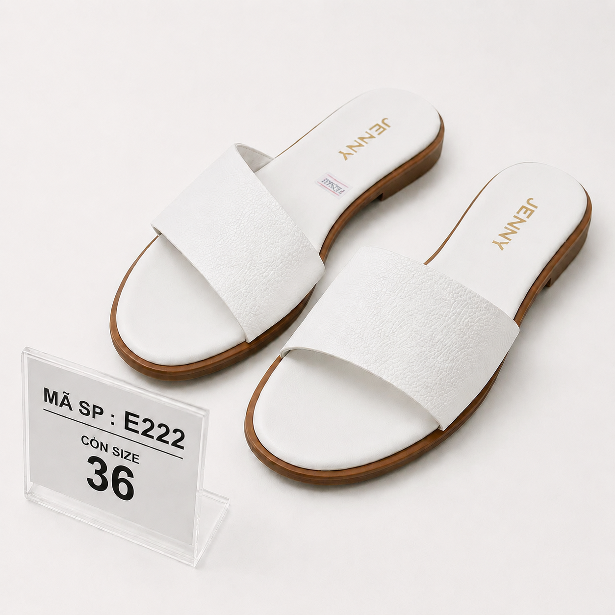 E222 - DÉP BỆT QUAI NGANG MÀU TRẮNG
