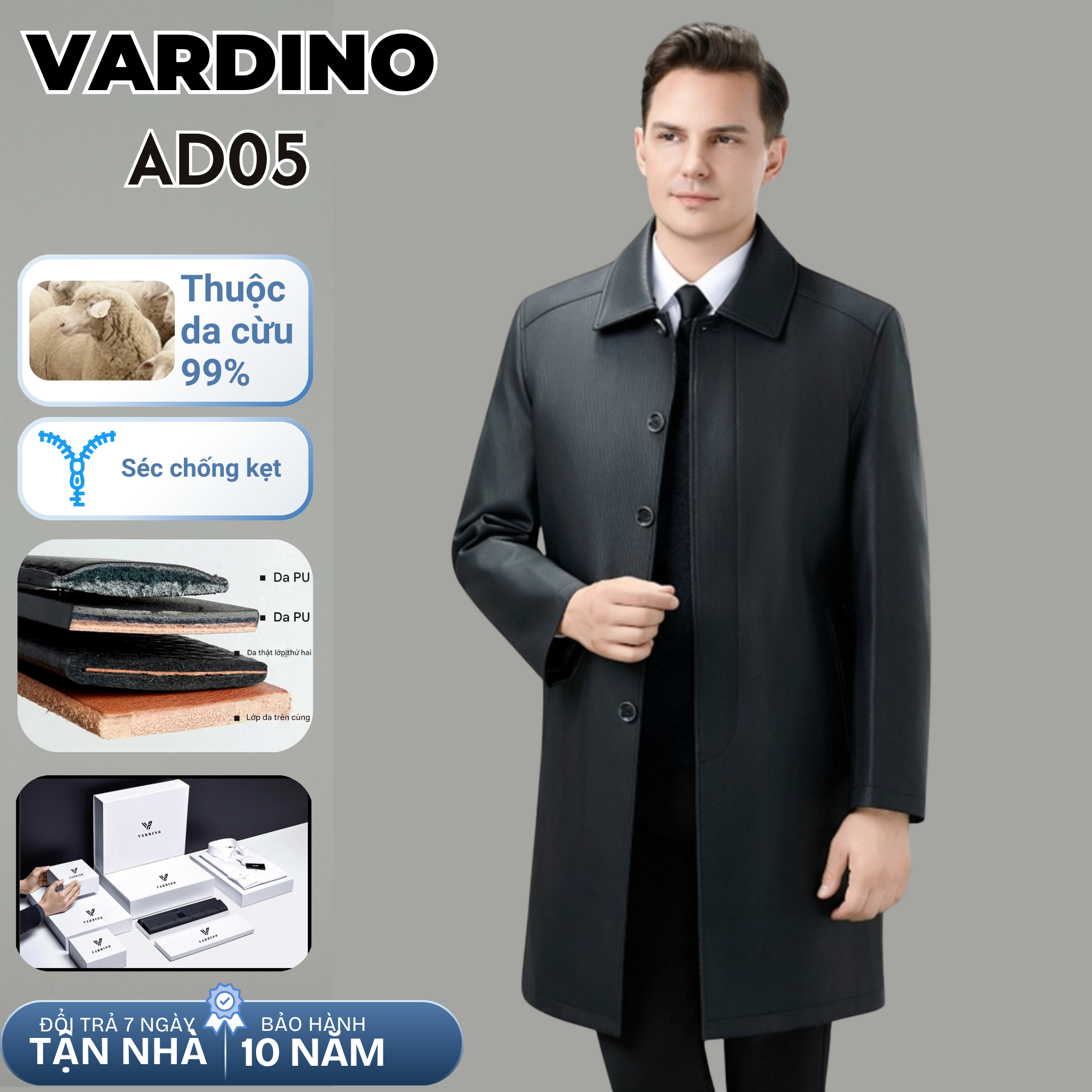 Áo da nam dáng dài giấu cúc có lót tháo rời Vardino AD05-AD06_thumbnail_3