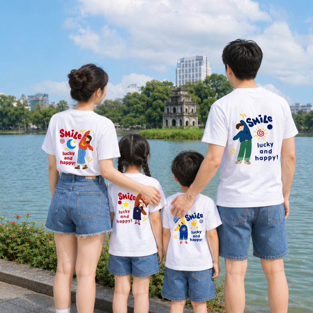 Áo phông gia đình LOZA KIDS in Smile đáng yêu - Áo đồng phục gia đình – Mã GĐ012