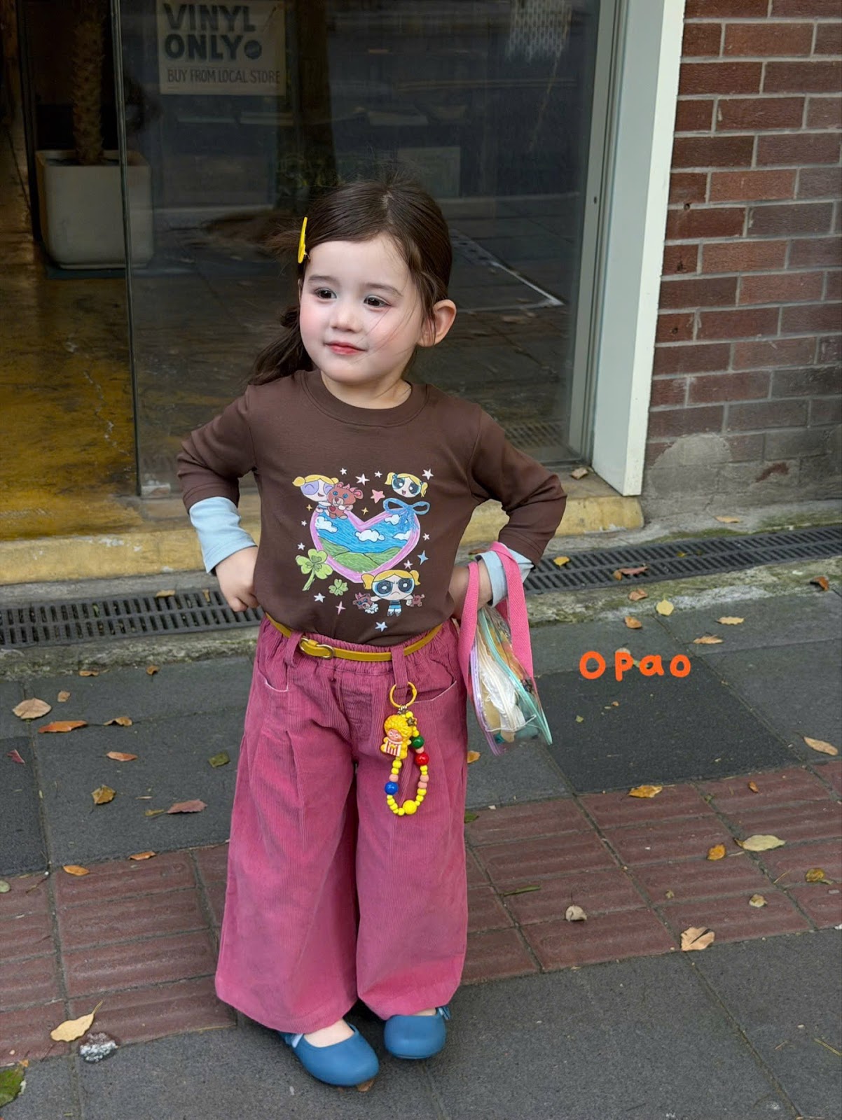 OP142 - Quần ống rộng nhung tăm màu hồng đất hãng Opao 5025 (Sz90-130)