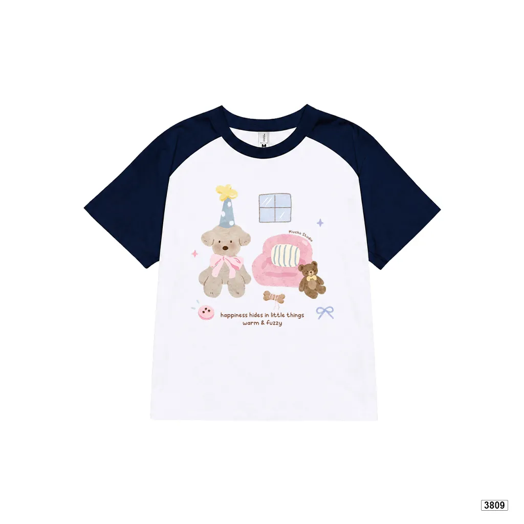 Áo thun babytee raglan gấu teddy dễ thương phong cách Hàn Quốc Miucho 3809_thumbnail_9