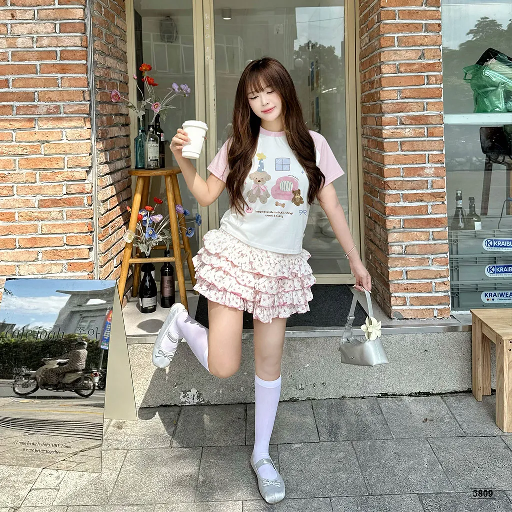 Áo thun babytee raglan gấu teddy dễ thương phong cách Hàn Quốc Miucho 3809_thumbnail_3