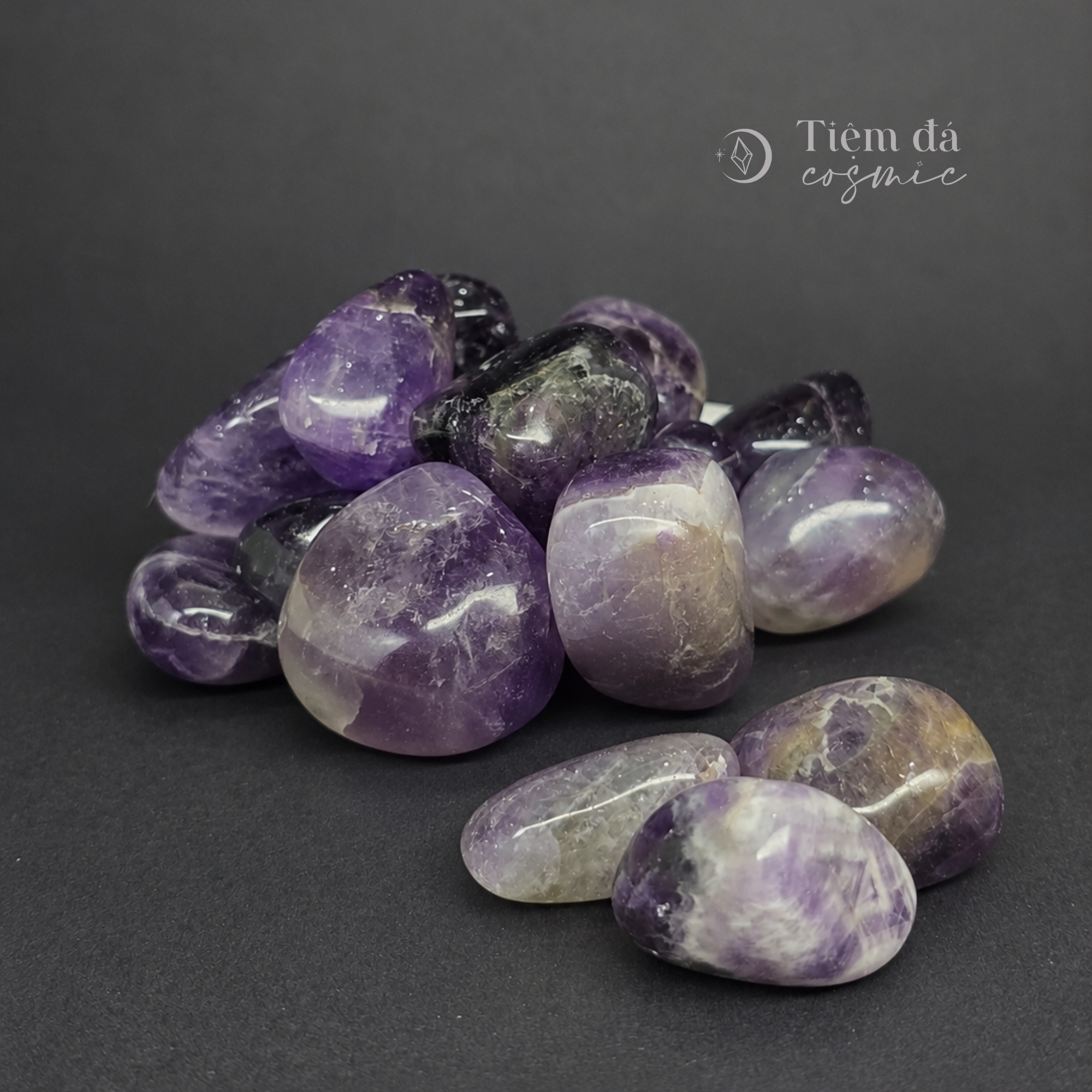 Đá cuội đã mài bóng / Tumbled Thạch Anh Tím Dream Amethyst size 1 - 2 cm/viên