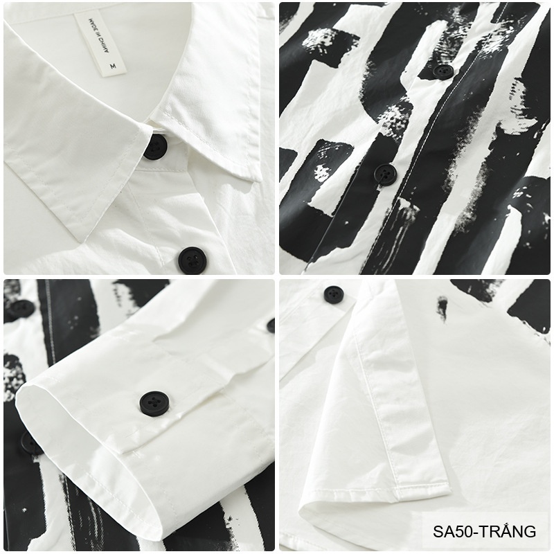 SA50 - Áo Sơ Mi Nam Dài Tay In Chữ Phong Cách Nhật Bản, Chất Cotton Mềm Mại, Phù Hợp Mặc Hàng Ngày_thumbnail_2