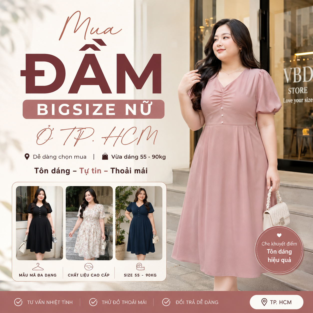 Mua Đầm Bigsize Nữ Ở TP.HCM Vừa Dáng 55-90kg | VBD