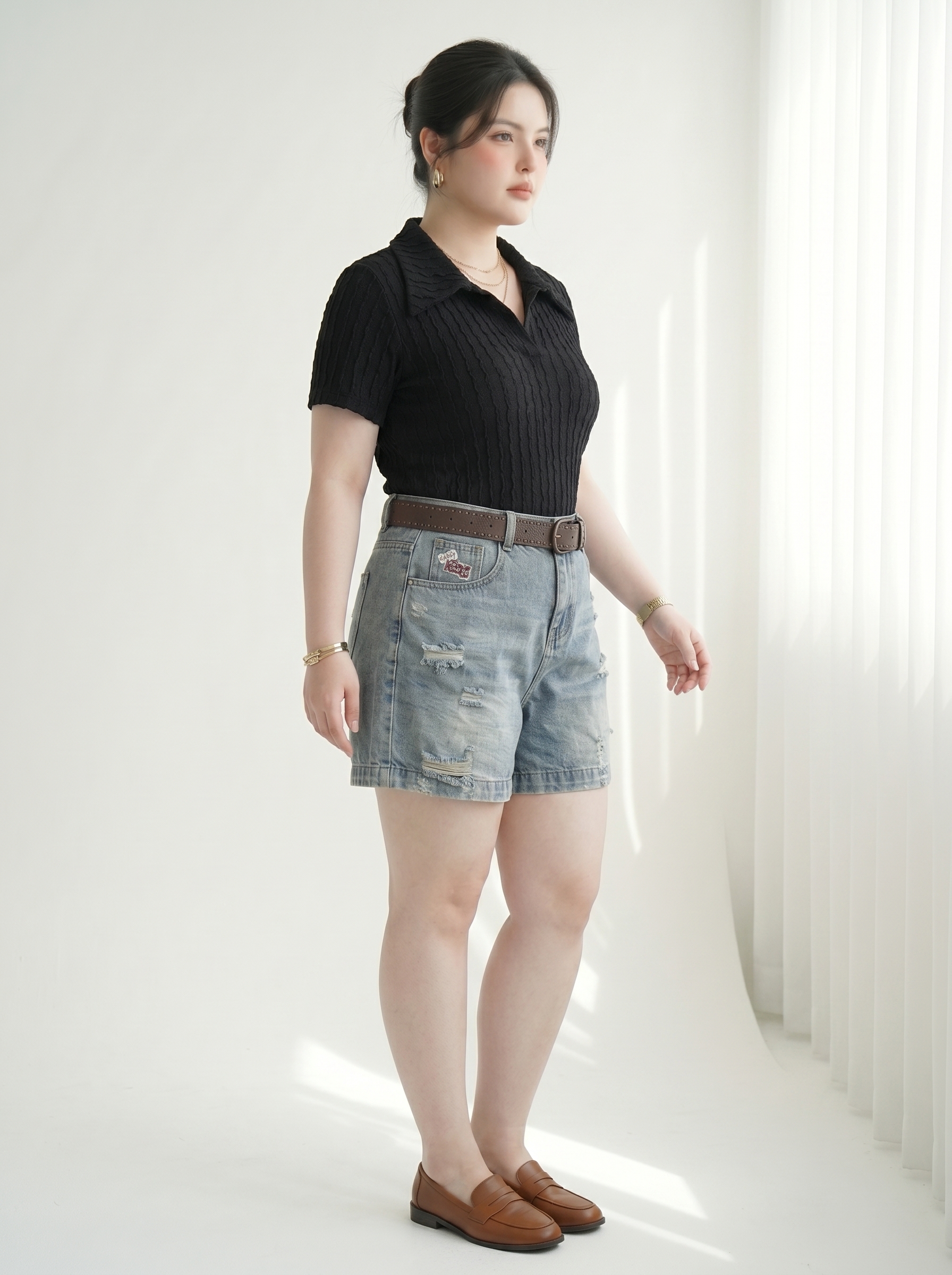 Quần Short Jean Lửng Lưng Thun Rách 2 Mặt Thêu Bigsize Dài 40-42cm Dễ Phối - Size 30-35 - T-QSJ71_thumbnail_4