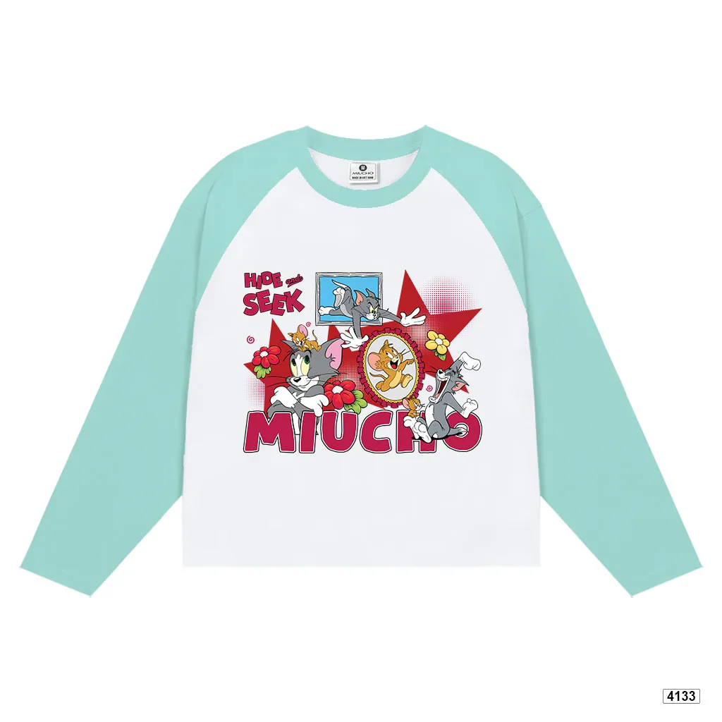 Áo thun raglan tay dài form boxy hoạt hình Miucho 4133_thumbnail_9